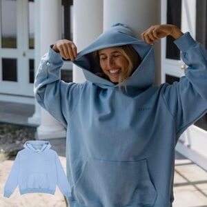 parke blue embroidered hoodie sweatshirt